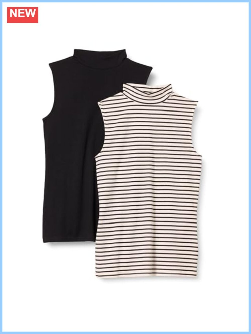 Women's Mock Neck Rib Knit Sleeveless Top Slim Fit Cotton Modal Blend